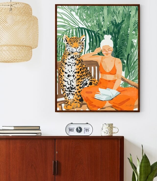 Shop Jungle Vacay Tropical Cheetah, Bohemian Wild Woman & Leopard Art Print by artist Uma Gokhale 83 Oranges unique artist-designed wall art & home décor