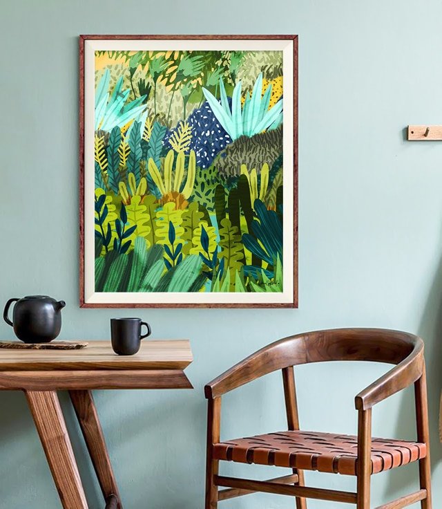 Shop Wild Jungle boho nature painting Art Print by artist Uma Gokhale 83 Oranges unique artist-designed wall art & home décor