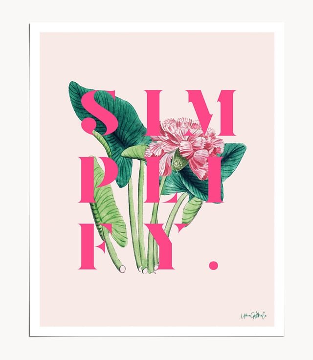 Shop Simplify typography minimal bohemian botanical Art Print by artist Uma Gokhale 83 Oranges unique artist-designed wall art & home décor