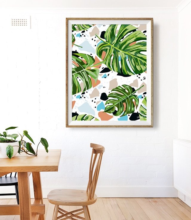 Tropical & Terrazzo Art Canvas Print | Monstera Plant | 83 ORANGES