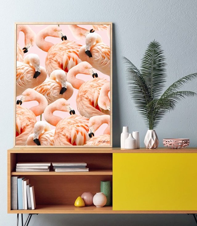 Shop Flamingo Blush tropical flamingo modern boho photography digital Art Print by artist Uma Gokhale 83 Oranges unique artist-designed wall art & home décor