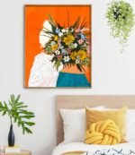 Shop Happiness Is To Hold Flowers In Both Hands botanical tropical modern boho illustration painting Art Print by artist Uma Gokhale 83 Oranges unique artist-designed wall art & home décor