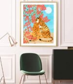 Shop Tiger Honeymoon modern boho animal illustration painting Art Print by artist Uma Gokhale 83 Oranges unique artist-designed wall art & home décor