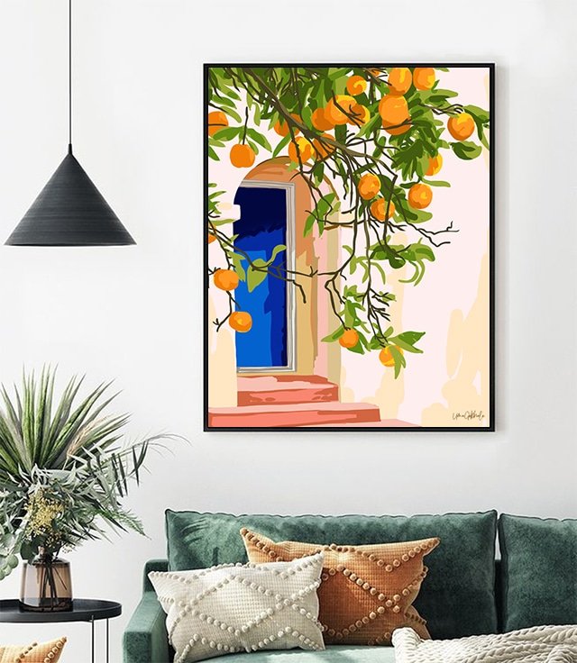 Abstract Orange Art Print, Abstract Fruit Wall Art, Botanical Fruit  Poster