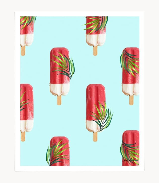 Shop Tropical Popsicles modern boho illustration painting Art Print by artist Uma Gokhale 83 Oranges unique artist-designed wall art & home décor