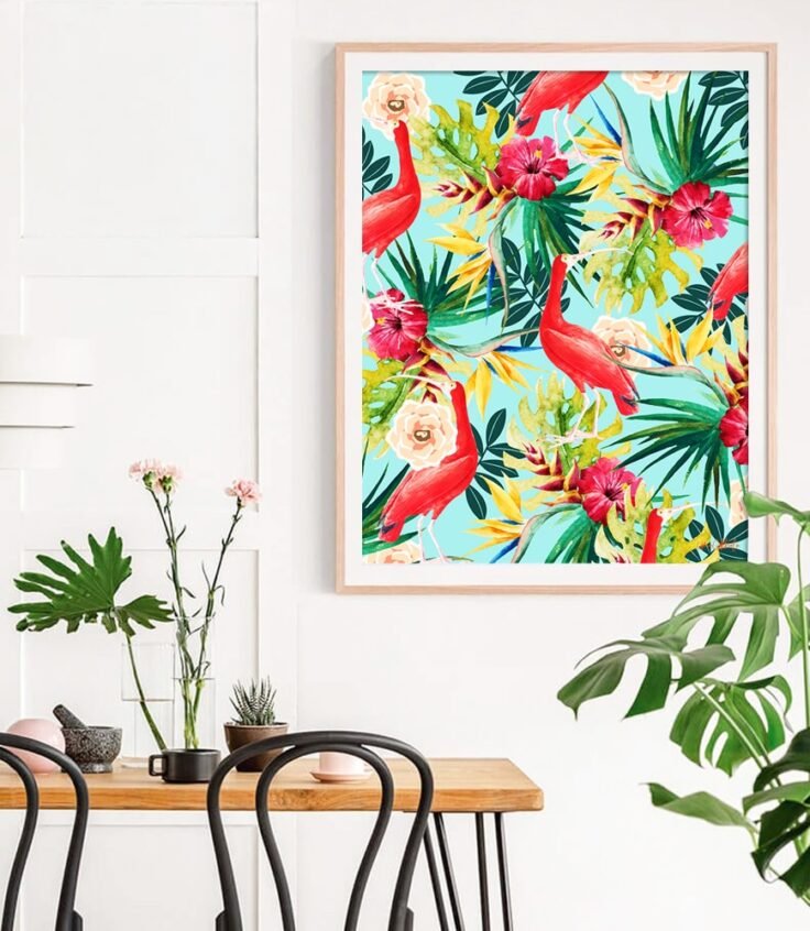 Shop Hawaiian Vibe modern bird boho illustration painting Art Print by artist Uma Gokhale 83 Oranges unique artist-designed wall art & home décor