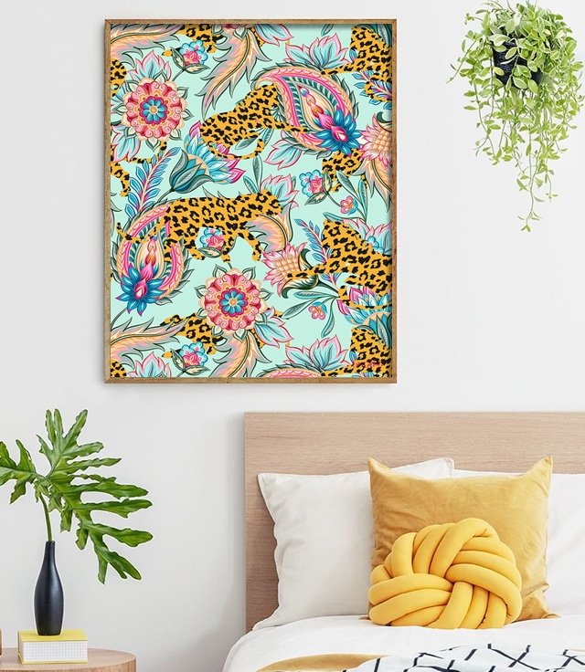 Shop May The Jungle Be With You botanical tropical wildlife modern boho illustration painting Art Print by artist Uma Gokhale 83 Oranges unique artist-designed wall art & home décor