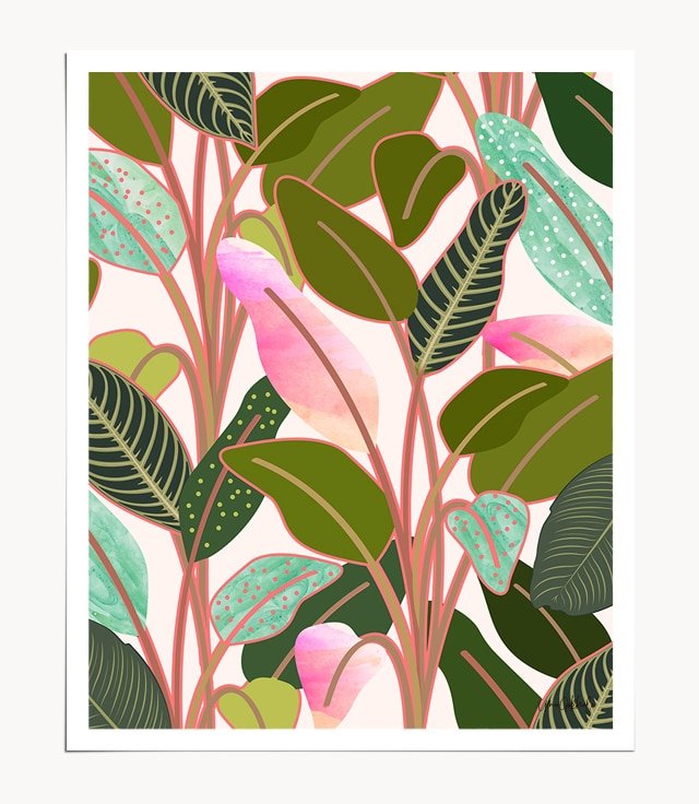 Shop Color Paradise tropical botanical modern boho illustration painting Art Print by artist Uma Gokhale 83 Oranges unique artist-designed wall art & home décor