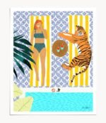 Shop How To Vacay With Your Tiger tropical animal wildlife modern boho painting Art Print by artist Uma Gokhale 83 Oranges unique artist-designed wall art & home décor