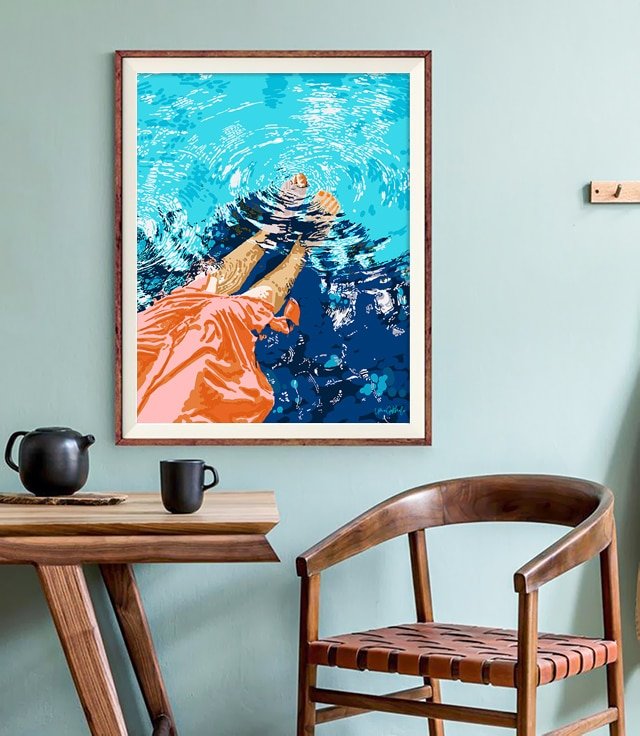 Shop Take Me Where The Waves Kiss My Feet modern boho illustration painting Art Print by artist Uma Gokhale 83 Oranges unique artist-designed wall art & home décor