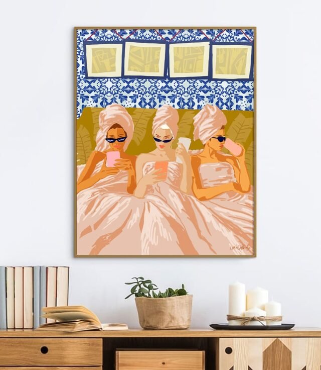 Shop Ladies-Only Club modern boho illustration painting Art Print by artist Uma Gokhale 83 Oranges unique artist-designed wall art & home décor