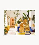 Shop Tiger Reserve Art Print, Tropical Honeymoon Suite Poster, Love Couple in Modern Bohemian Decor Canvas Print by artist Uma Gokhale 83 Oranges unique artist-designed wall art & home décor