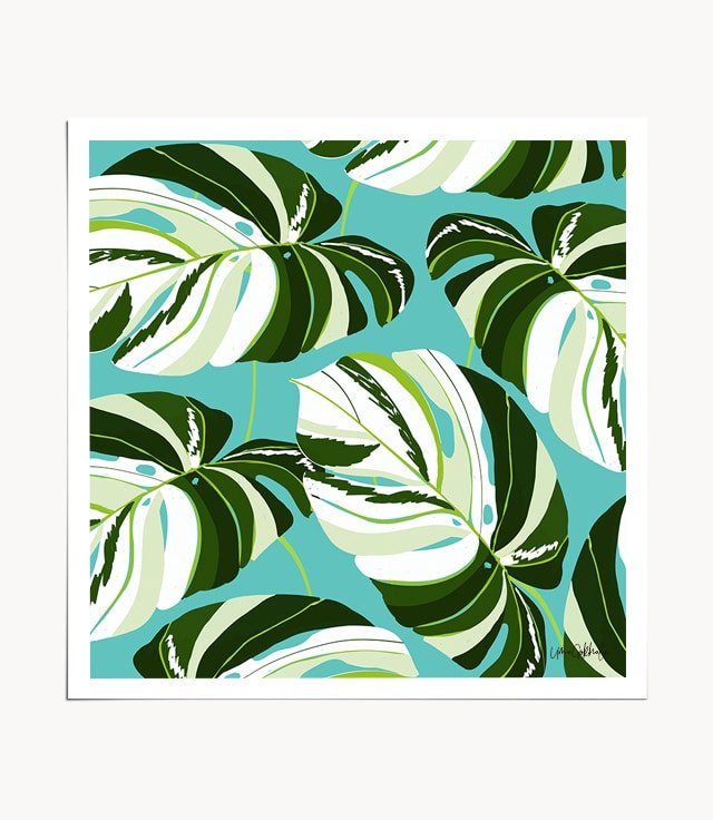 Shop Summer Monstera tropical botanical modern illustration Art Print by artist Uma Gokhale 83 Oranges unique artist-designed wall art & home décor