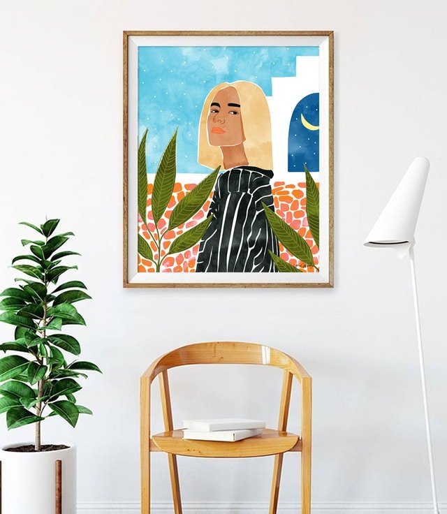 Shop Dreams of a Starry Night modern illustration Art Print by artist Uma Gokhale 83 Oranges unique artist-designed wall art & home décor