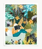 Shop How To Live In The Jungle Art Print, Woman Reading In a Wild Nature Forest IllustrationArt Print by artist Uma Gokhale 83 Oranges unique artist-designed wall art & home décor
