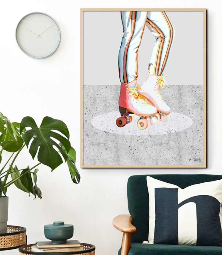 Shop Skating Bohemian Spotlight Illustration Art Print by artist Uma Gokhale for 83 Oranges artist-designed wall art & décor