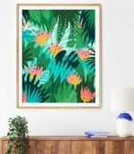 Shop Let's Dance In The Sun, Wearing Wildflowers In Our Hair tropical botanical modern illustration Art Print by artist Uma Gokhale 83 Oranges unique artist-designed wall art & home décor