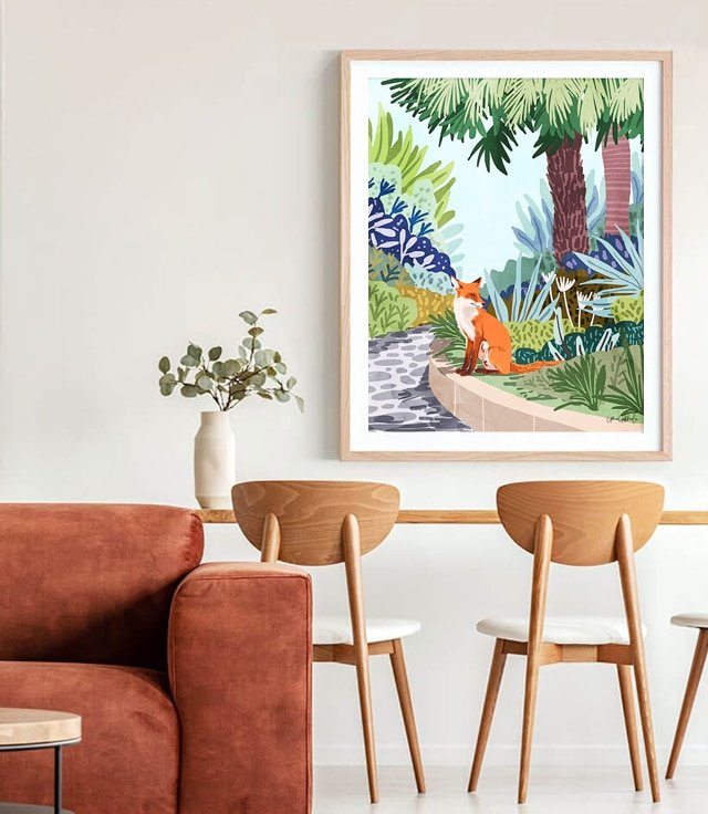 Shop Fox Restrospective Art Print by artist Uma Gokhale 83 Oranges unique artist-designed wall art & home décor