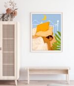 Shop Nope. Not Today., Eclectic Sleepy Lazy Woman in Bed Illustration, Bohemian Bedroom Home Art Print by artist Uma Gokhale 83 Oranges unique artist-designed wall art & home décor