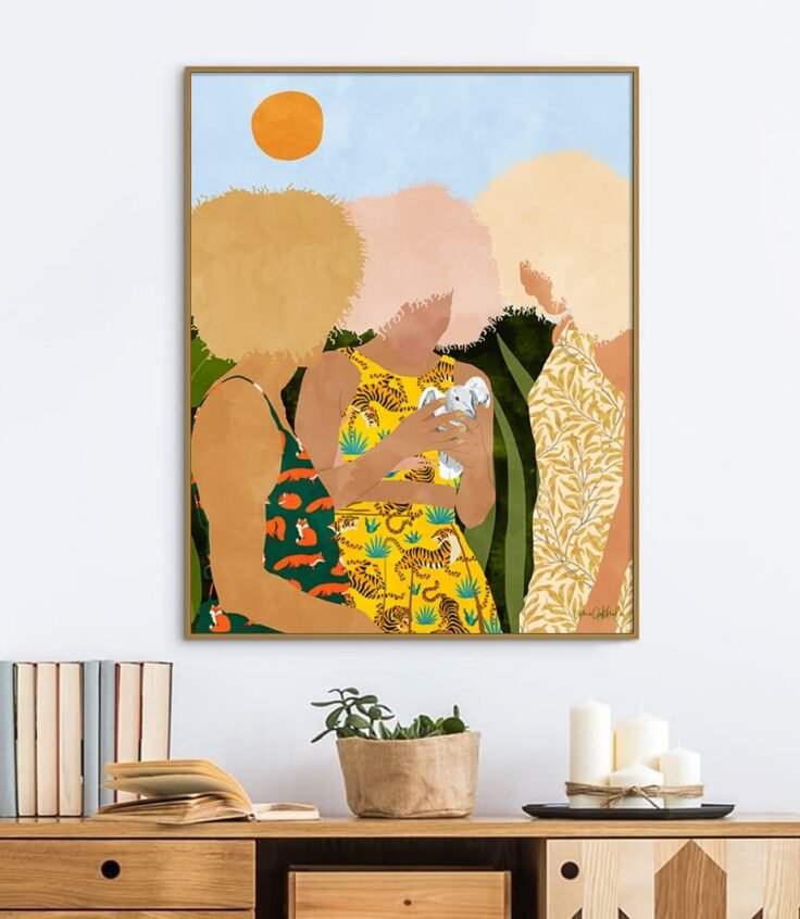 Shop Nature Lovers Art Print, Black Woman Fashion Pets Illustration Wall Decor, Friendship Love Boho Art Print by artist Uma Gokhale unique artist-designed wall art & home décor