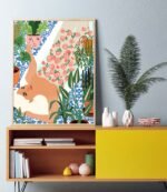 Shop the Moroccan Bath With Plants modern boho illustration painting Art Print by artist Uma Gokhale unique artist-designed wall art & home décor