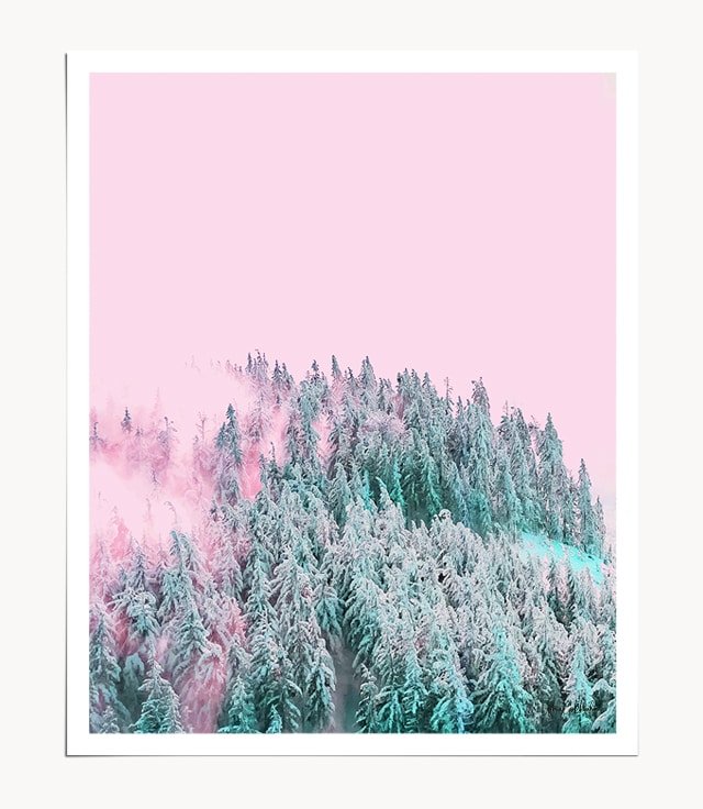 Shop Pink Forest Fog nature wildlife modern boho photography Art Print by artist Uma Gokhale unique artist-designed wall art & home décor