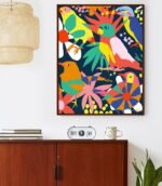 Shop Flamboyant & Free, Eclectic Colorful Birds, Quirky Jungle Art Print by artist Uma Gokhale 83 Oranges unique artist-designed wall art & home décor