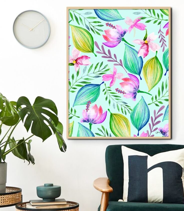 Shop Lotus Zen, Tropical Nature Illustration, Floral Meditation Yoga Botanical Art Print signed by artist Uma Gokhale 83 Oranges unique artist-designed wall art & home décor