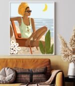 Shop Moon Child Bohemian Woman Beach Ocean Fashion Travel Art Print by artist Uma Gokhale 83 Oranges unique artist-designed wall art & décor