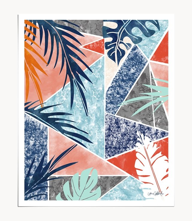 Shop Palm Abstract, Eclectic Geometrical Nature, Botanical Art Print by artist Uma Gokhale 83 Oranges unique artist-designed wall art & home décor