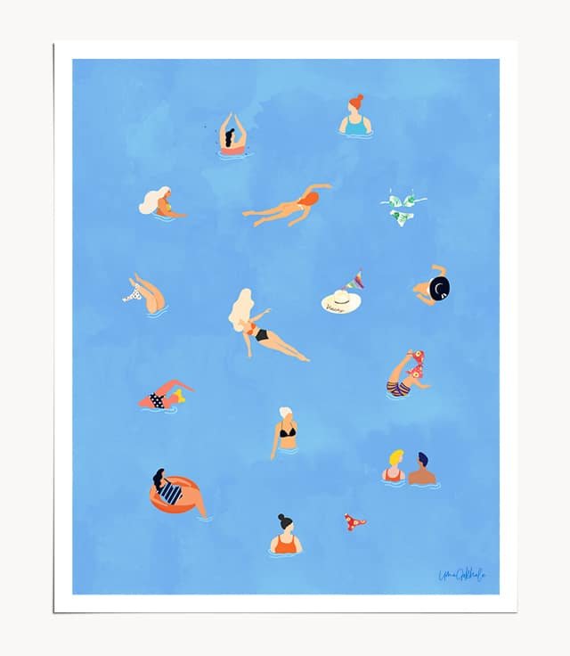 Shop Summer Weekend, Travel Ocean Swim, Watercolor Painting Art Print by artist Uma Gokhale 83 Oranges unique artist-designed wall art & home décor