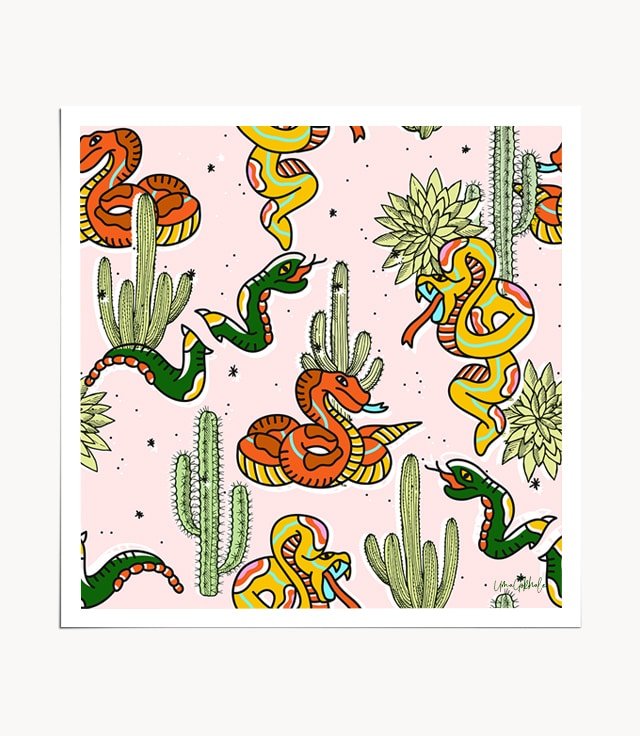 Shop Snakes & Cactus, Eclectic Cute Quirky Animals, Wild Bohemian Art Print by artist Uma Gokhale 83 Oranges unique artist-designed wall art & home décor