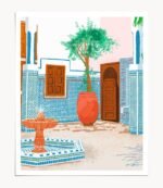 Shop Moroccan Villa, Architecture Building, Bohemian Exotic Travel Art Print by artist Uma Gokhale 83 Oranges Wall Décor, Wall Art & home décor
