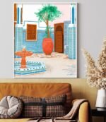 Shop Moroccan Villa, Architecture Building, Bohemian Exotic Travel Art Print by artist Uma Gokhale 83 Oranges Wall Décor, Wall Art & home décor