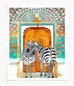 Shop Zebra Couple At The Indian Palace, Architecture Travel Art Print by artist Uma Gokhale 83 Oranges wall art & home décor