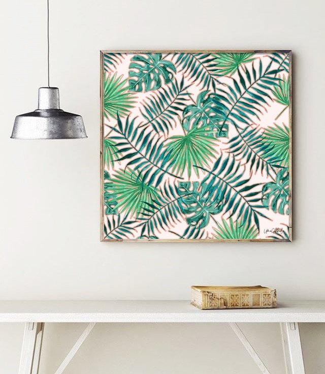 Shop Tropical Bali, Blush Palm Illustration, Monstera Painting Art Print by artist Uma Gokhale 83 Oranges wall art & home décor