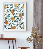 Shop Madarins, Tropical Jungle Painting, Botanical Fruits Illustration Art Print by artist Uma Gokhale 83 Oranges unique artist-designed wall art & home décor