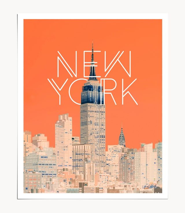 Shop The Big Apple, New York Typography Graphic Design Art Print by artist Uma Gokhale 83 Oranges unique wall art & home décor