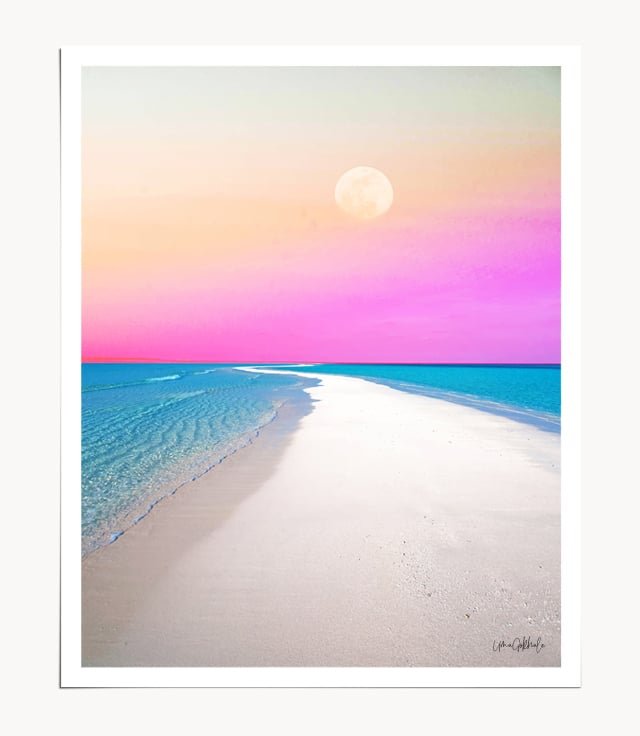 Shop Ocean & Moon, Nature Travel Photography, Scenic Graphic Design Art Print by artist Uma Gokhale 83 Oranges unique artist-designed wall art & home décor