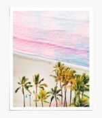Shop Pink Ocean, Nature Landscape, Tropical Photography Graphic Palm Art Print by artist Uma Gokhale 83 Oranges unique artist-designed wall art & home décor