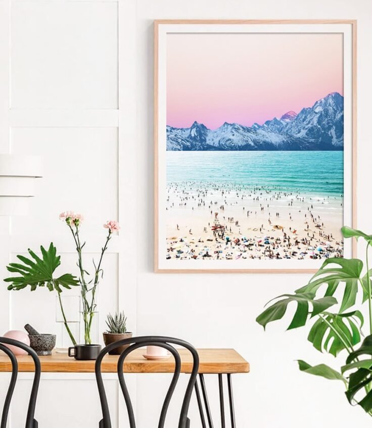 Shop The Island, Tropical Summer travel Digital, Pastel Dreamy Beach Art Print by artist Uma Gokhale 83 Oranges unique artist-designed wall art & home décor