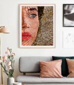 Shop Under The Jute Hat, Bohemian Woman Fashion Painting, Tropical Summer Portrait Eyes Expressive Art Print by artist Uma Gokhale 83 Oranges unique artist-designed wall art & home décor