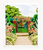 Shop Gated Garden, Nature Landscape Painting, Botanical Architecture Art Print by artist Uma Gokhale 83 Oranges unique artist-designed wall art & home décor