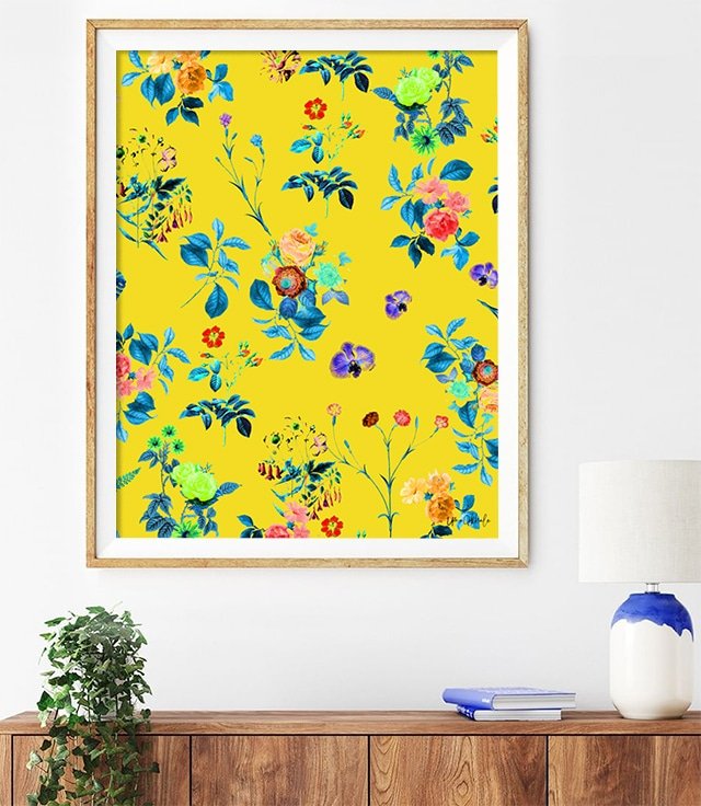 Shop Floral Shower Art Print by artist Uma Gokhale 83 Oranges unique artist-designed wall art & home décor