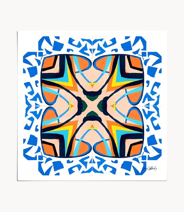 Shop Mediterranean Tile Art Print by artist Uma Gokhale 83 Oranges unique artist-designed wall art & home décor