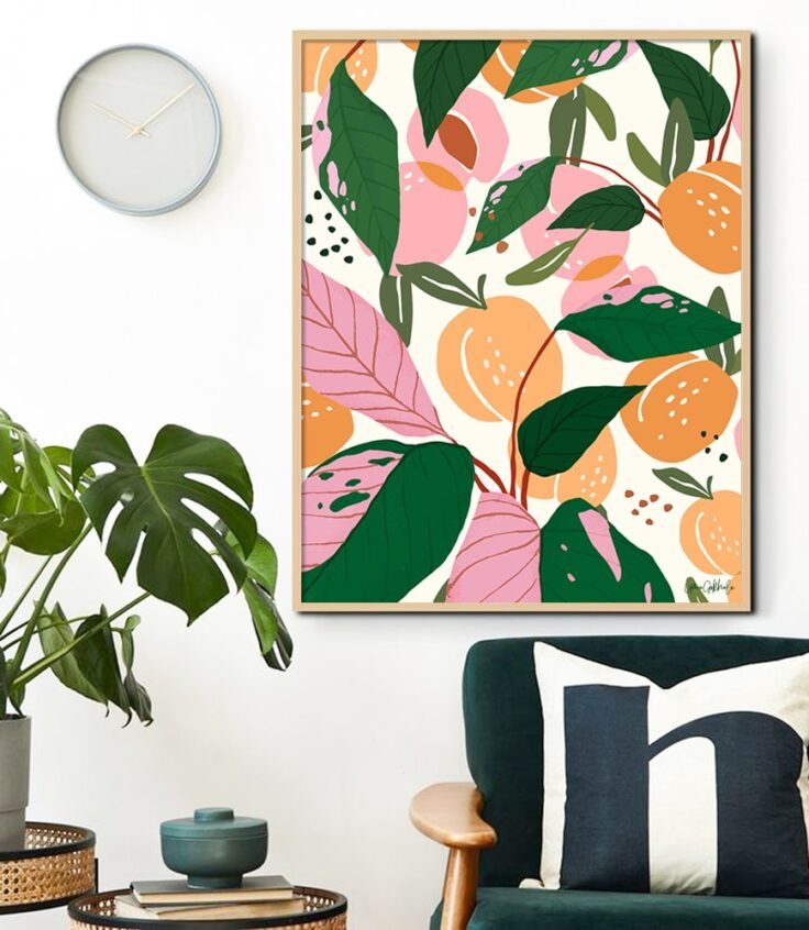 Shop The Peach Garden Art Print by artist Uma Gokhale 83 Oranges unique artist-designed wall art & home décor