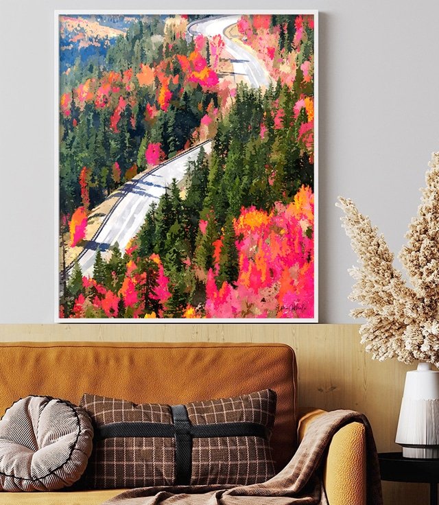 Shop Valley of Pink Trees Art Print by artist Uma Gokhale 83 Oranges unique artist-designed wall art & home décor