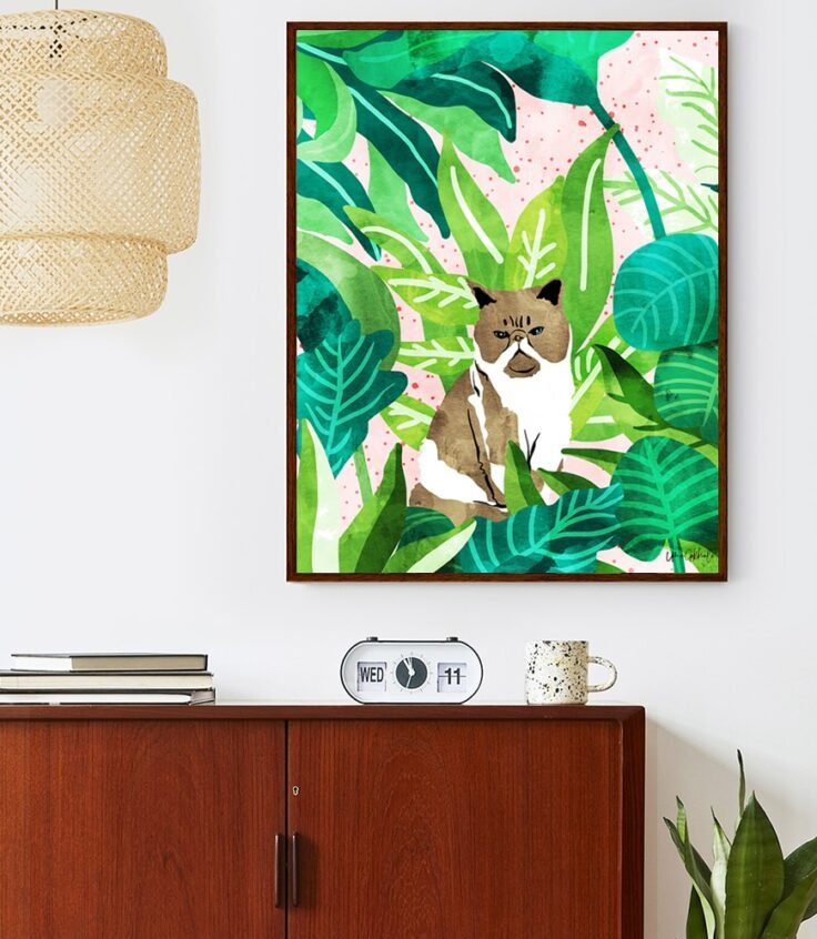 Shop Cat Tropicana Art Print by artist Uma Gokhale 83 Oranges unique artist-designed wall art & home décor