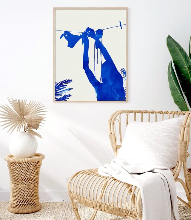 Shop Blue Nude Vacay Matisse Art Print by artist Uma Gokhale 83 Oranges artist-designed unique wall art & home décor