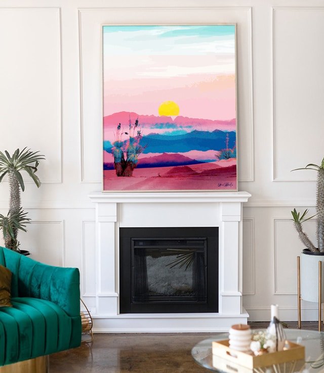 Shop Her heart was made of liquid sunsets Art Print by artist Uma Gokhale 83 Oranges artist-designed unique wall art & home décor